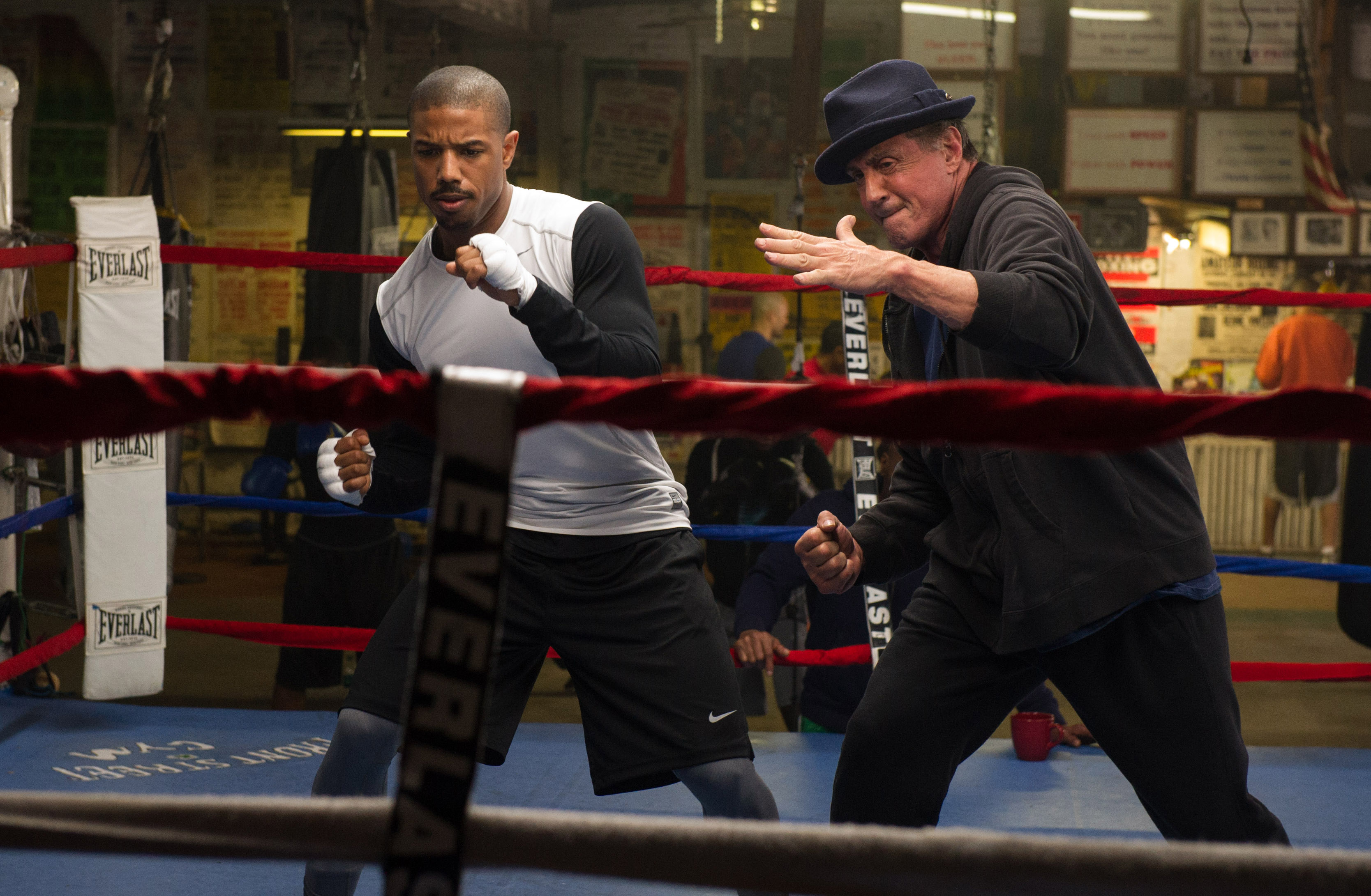 Michael B. Jordan and Sylvester Stallone in 'Creed' (photo: Warner Bros.)